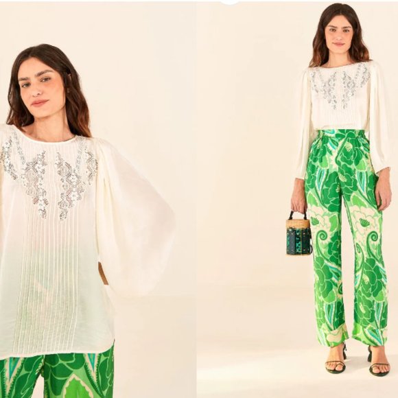 NWT Farm Rio Off White Lace Blouse - Picture 2 of 9